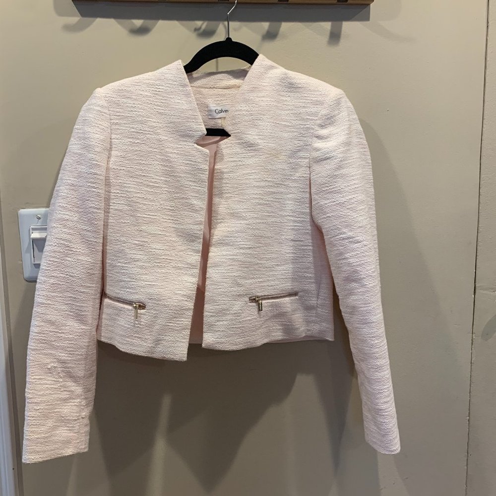 CK light pink Tweed crop jacket